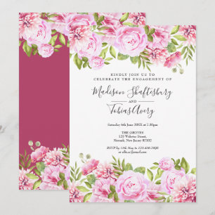 Rose Garden Watercolour Floral Engagement Party Invitation