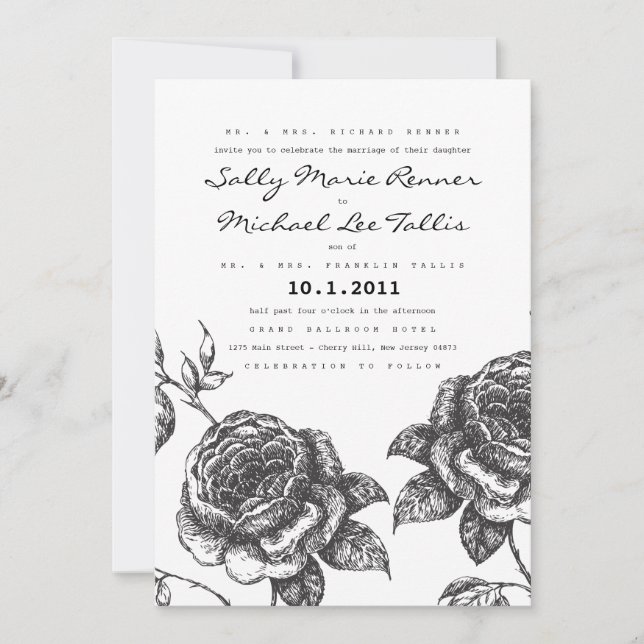 Rose Garden Wedding Invitation (Front)