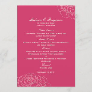 Rose Garden Wedding Menu Card - Pink