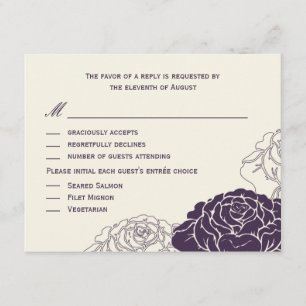 Rose Garden Wedding RSVP Card - Purple