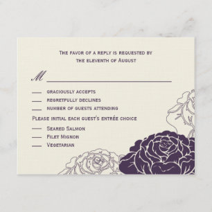 Rose Garden Wedding RSVP Card - Purple