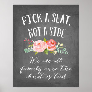 Rose Garden Wedding Sign Pick A Seat, Not A Side