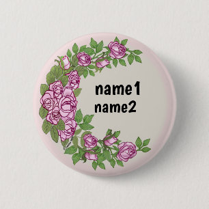 Rose garland 6 cm round badge