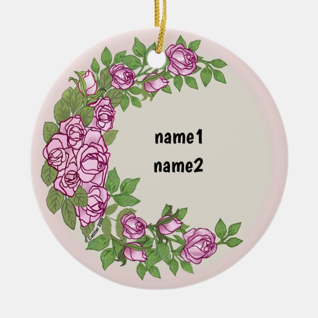 Rose  garland ceramic ornament (Front)