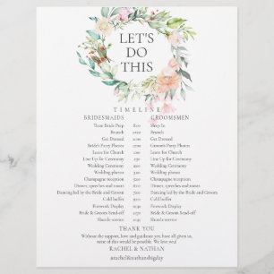Rose Garland Floral Wedding Schedule Timeline