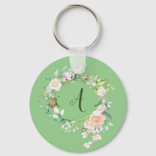 Rose Garland Garland Script Monogram Key Ring
