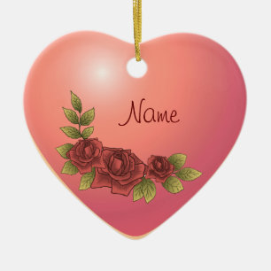 Rose Garland Heart Ceramic Ornament