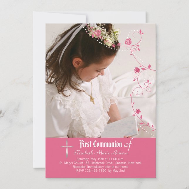 Rose Garland Photo Invitation (Front)