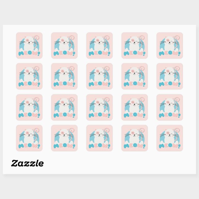 ROSE GATITO SQUARE STICKER (Sheet)
