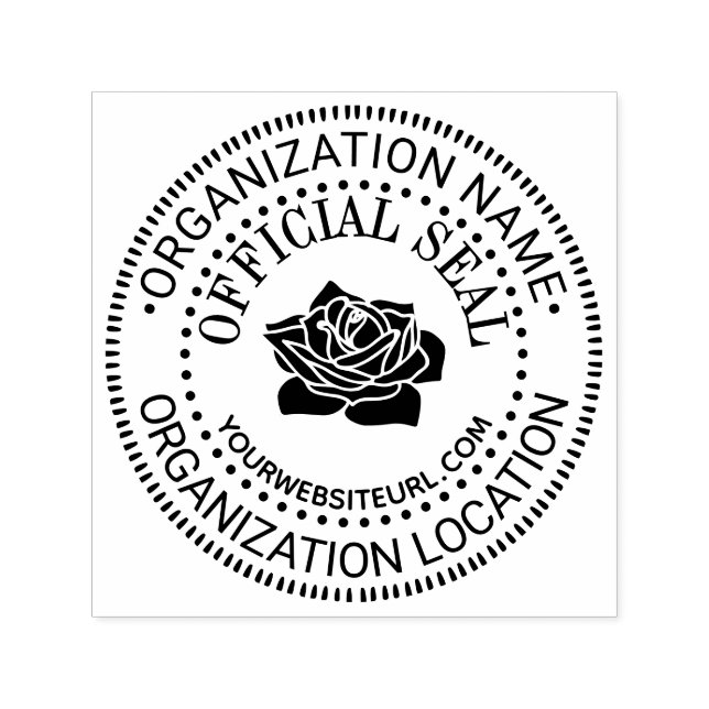 Rose Generic Custom Official Seal Name Loc URL Self-inking Stamp (Design)