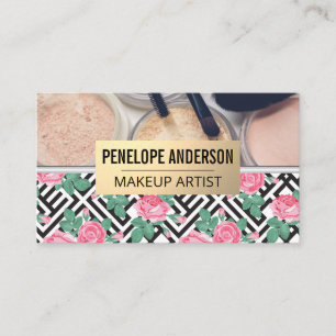 Rose Geometric Pattern Makeup Brushes Business Card