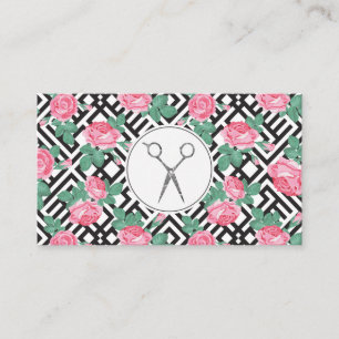 Rose Geometric Pattern Salon Scissor Business Card