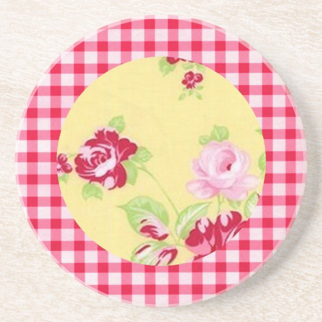 Rose Gingham Coaster (Front)