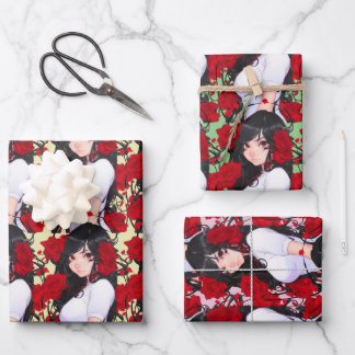 Rose Girl Anime    Wrapping Paper Sheet