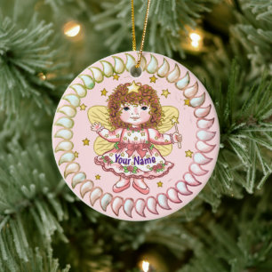 Rose Girl Fairy  Ceramic Ornament