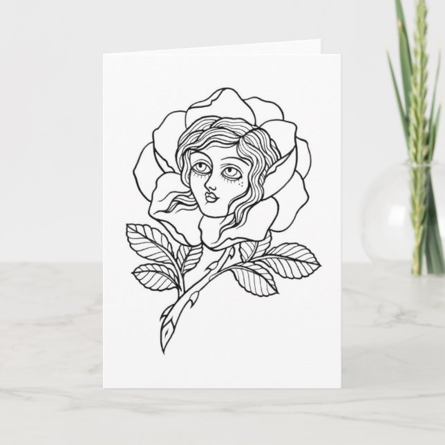 Rose girl greeting card (Front)