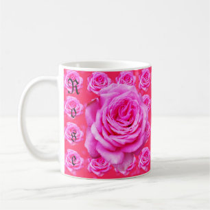 Rose Girls Name On Pink Roses, Coffee Mug