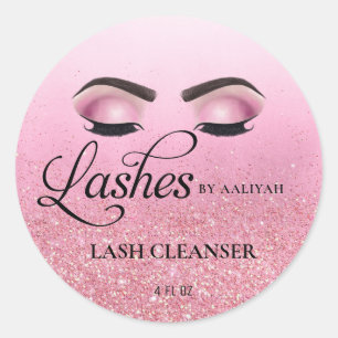 Rose Glam Glitter Lash Bath Shampoo Cleanser Classic Round Sticker