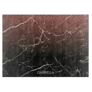 Rose Glitter Black Marble Cutting Board