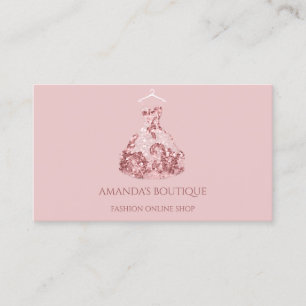 Rose Glitter Dress Logo Fashion Event Stylist Pink Business Card