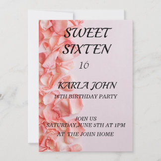 Rose glitter elegant chic sweet sixteen Birthday Invitation
