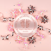 Rose Glitter Feet Baby Shower Favour Thank You Gla