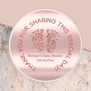 Rose Glitter Feet Baby Shower Favour Thank You Gla Classic Round Sticker