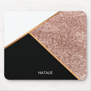 Rose Glitter Geometric Mouse Pad