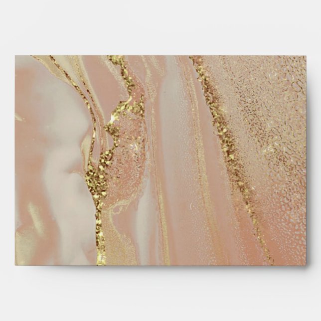 Rose Glitter Gold Alcohol Ink Chic Envelope (Front)