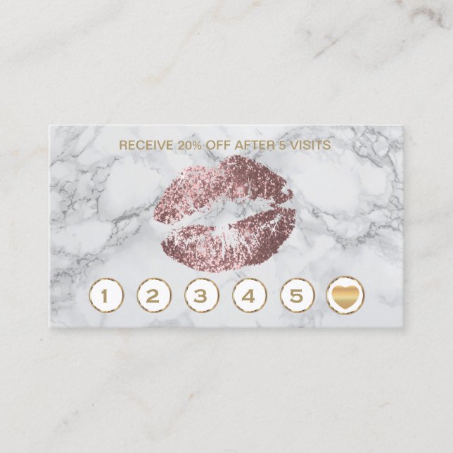 Rose Glitter Lips on Grey and White Marble Loyalty (Front)