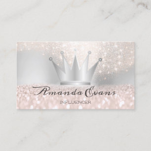 Rose Glitter Makeup Artist Silver Crown Royal Appointment Card