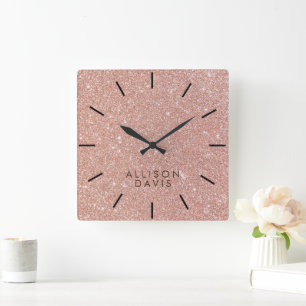  Rose Glitter Modern  Square Wall Clock