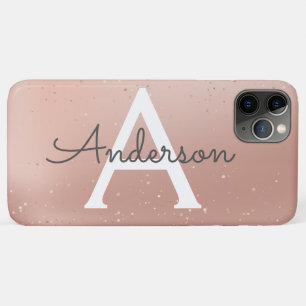 Rose Glitter Monogram Name  iPhone 11 Pro Max Case