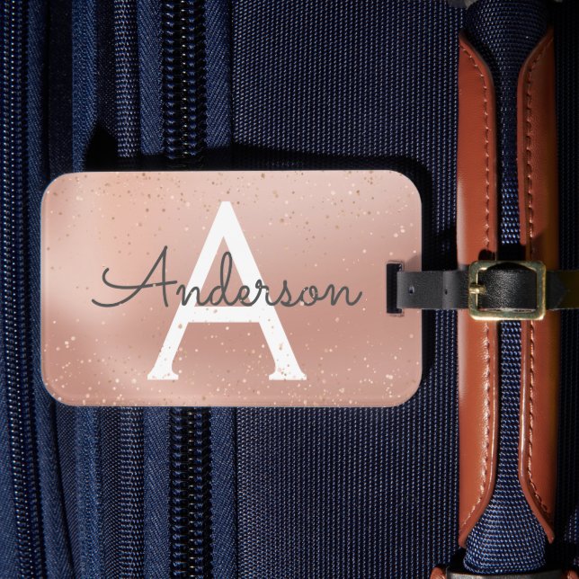  Rose Glitter Name  Luggage Tag (Front Insitu 4)