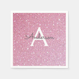 Rose Glitter Name  Napkin