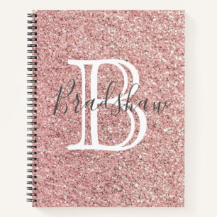 Rose Glitter Name Notebook