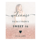 Rose glitter ombre photo Sweet 16 welcome