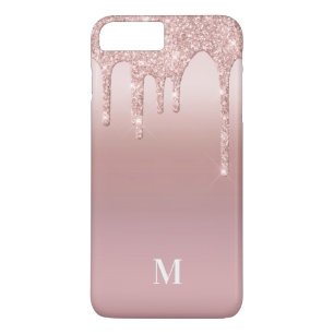 Rose Glitter Ombre Pink Blush Monogram iPhone 8 Plus/7 Plus Case