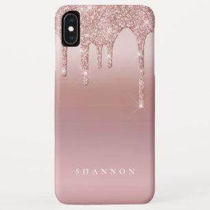 Rose Glitter Ombre Pink Blush Name iPhone XS Max Case