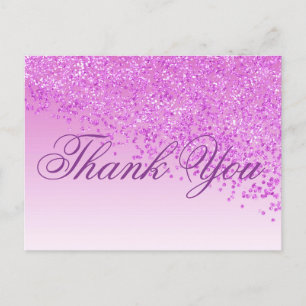 Rose Glitter Pink Shades Thank You Postcard