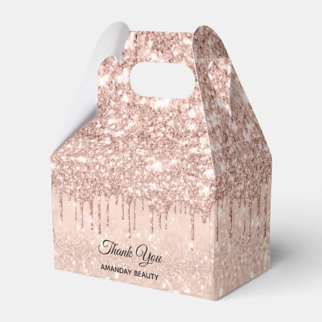 Rose Glitter Sweet 16th Bridal Wedding Favour Drip Box (Front Side)