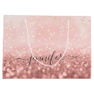 Rose  Glitter Wedding Bridal Gold Confetti Large G Gift Bag
