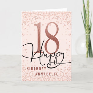 Rose God & Blush Pink 18th Birthday Card