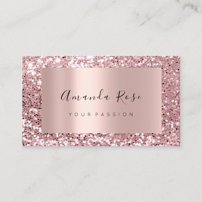 Rose Gol Glitter Simply Frame Spark Appointment Card (Front)