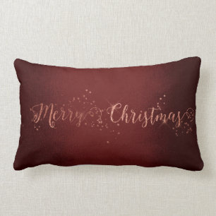 Rose Gol Pink Silver Burgundy Merry Christmas Lumbar Cushion