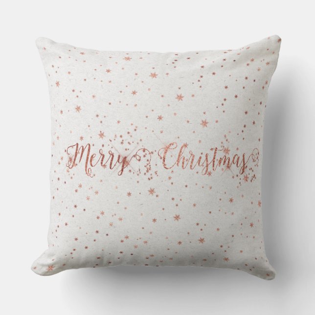 Rose Gol Pink Silver Grey Kraft Merry Christmas Cushion (Front)