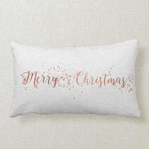 Rose Gol Pink Silver Grey Kraft Merry Christmas Lumbar Cushion