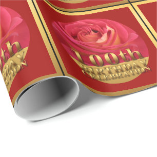 Rose Gold 100th Birthday Celebration WP Wrapping Paper