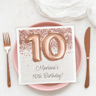  Rose Gold 10th Birthday Party Napkin