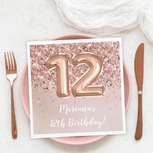  Rose Gold 12th Birthday Party Napkin